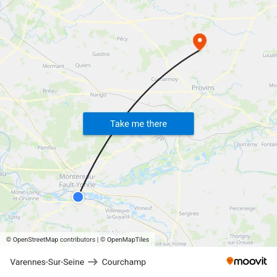 Varennes-Sur-Seine to Courchamp map