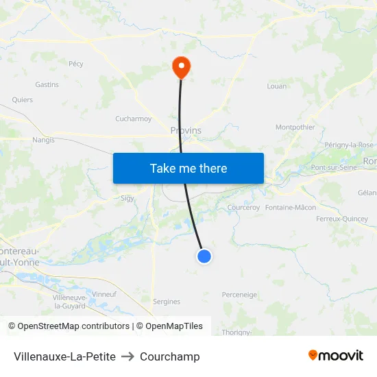 Villenauxe-La-Petite to Courchamp map