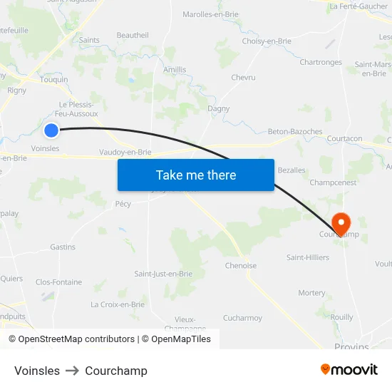 Voinsles to Courchamp map
