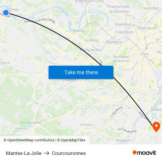 Mantes-La-Jolie to Courcouronnes map
