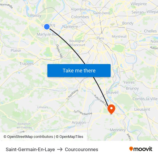 Saint-Germain-En-Laye to Courcouronnes map