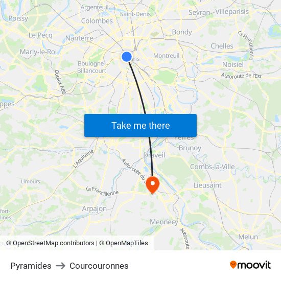 Pyramides to Courcouronnes map