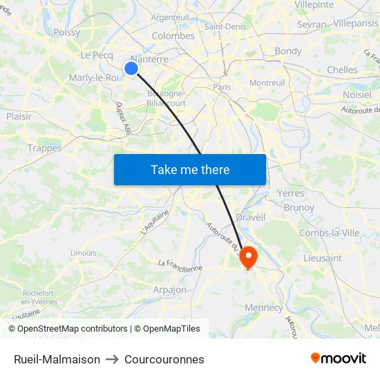 Rueil-Malmaison to Courcouronnes map