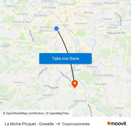 La Motte-Picquet - Grenelle to Courcouronnes map