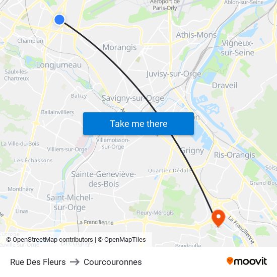 Rue Des Fleurs to Courcouronnes map