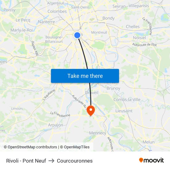 Rivoli - Pont Neuf to Courcouronnes map