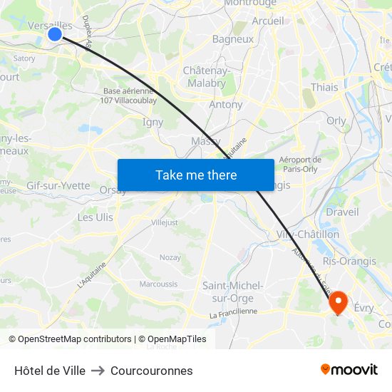 Hôtel de Ville to Courcouronnes map