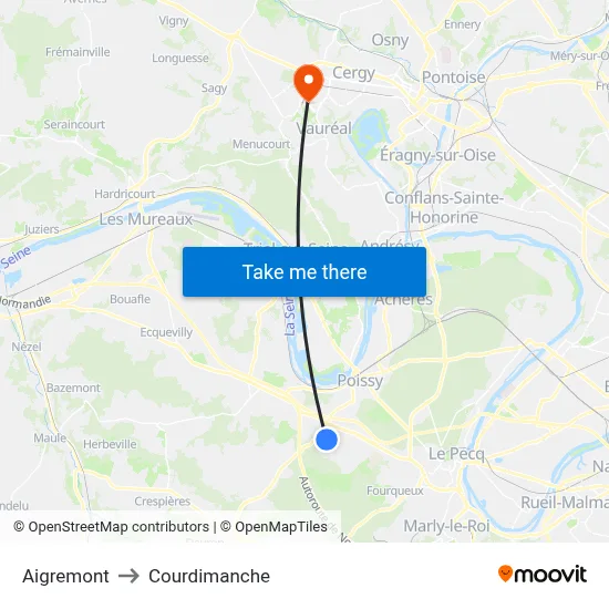 Aigremont to Courdimanche map