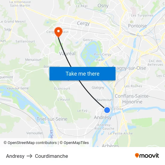 Andresy to Courdimanche map