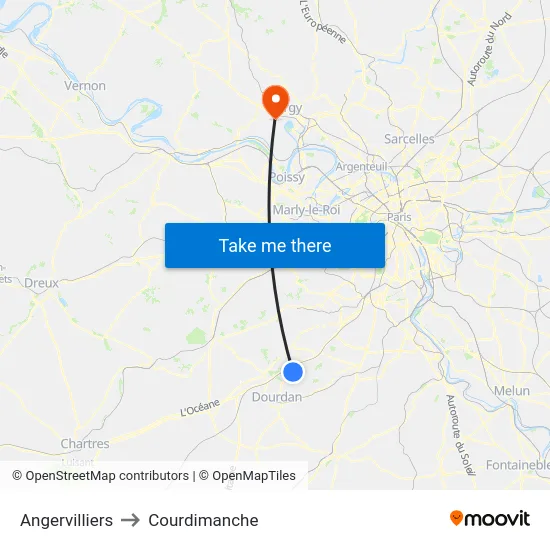 Angervilliers to Courdimanche map