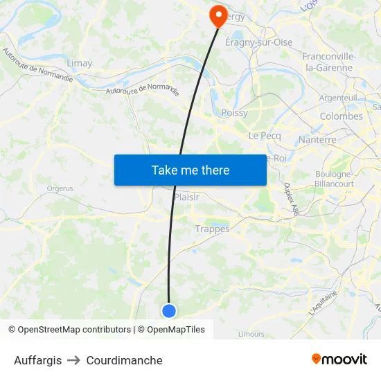 Auffargis to Courdimanche map