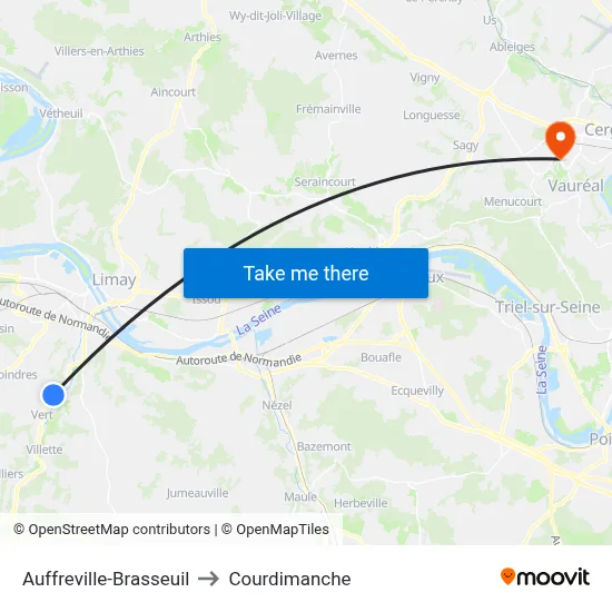 Auffreville-Brasseuil to Courdimanche map