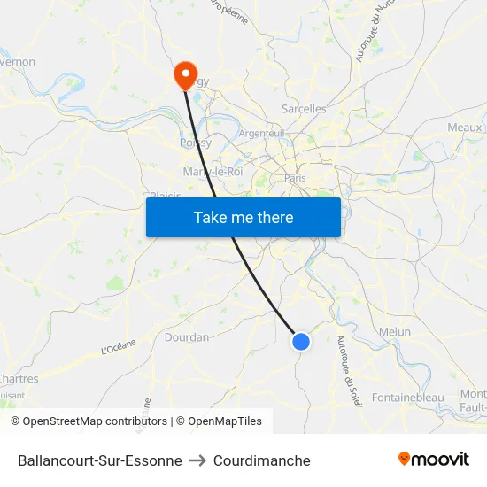 Ballancourt-Sur-Essonne to Courdimanche map