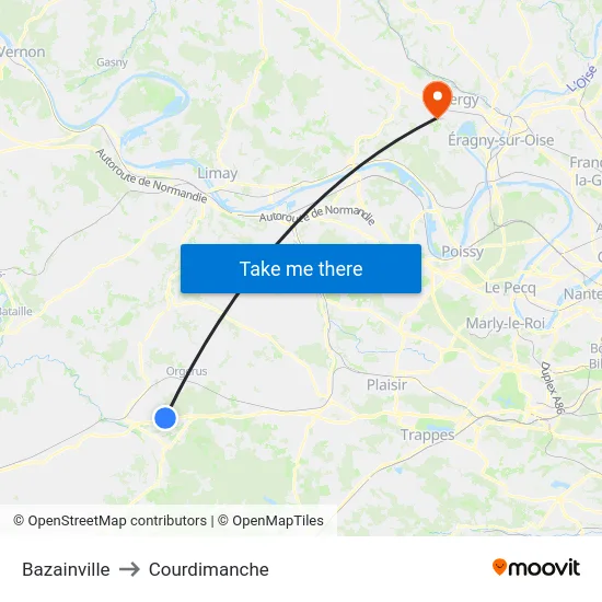 Bazainville to Courdimanche map
