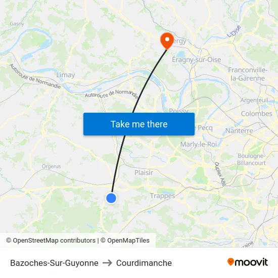 Bazoches-Sur-Guyonne to Courdimanche map