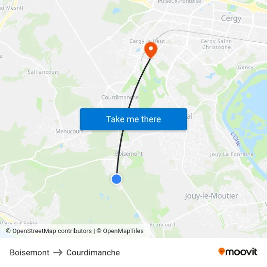 Boisemont to Courdimanche map