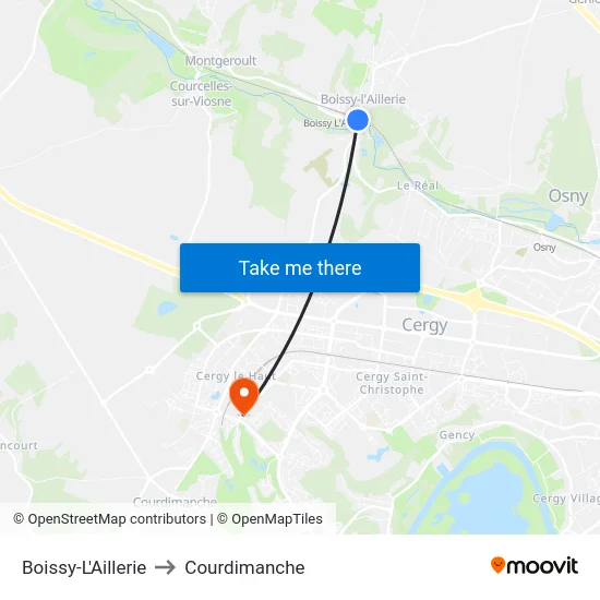 Boissy-L'Aillerie to Courdimanche map