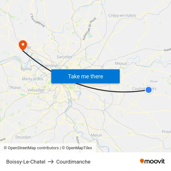 Boissy-Le-Chatel to Courdimanche map