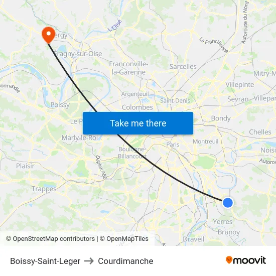 Boissy-Saint-Leger to Courdimanche map