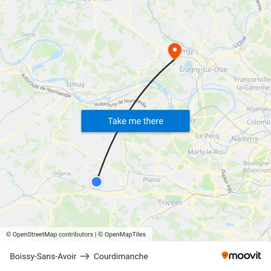 Boissy-Sans-Avoir to Courdimanche map