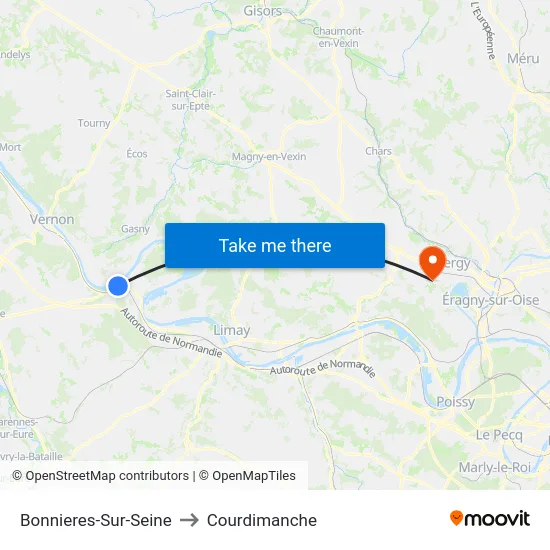 Bonnieres-Sur-Seine to Courdimanche map