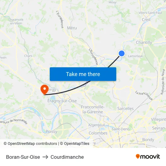 Boran-Sur-Oise to Courdimanche map