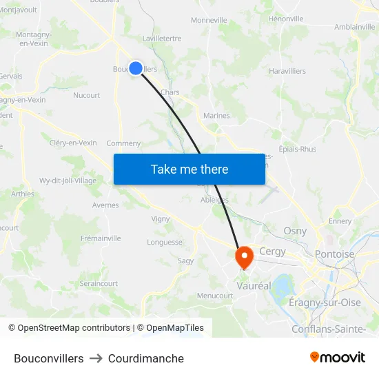 Bouconvillers to Courdimanche map