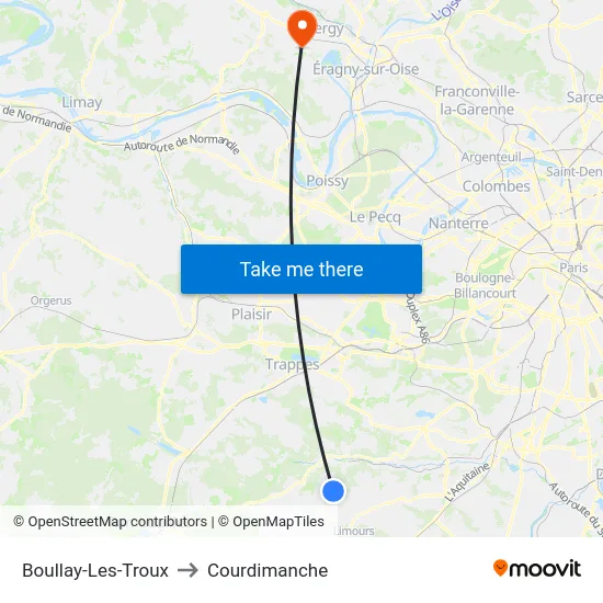 Boullay-Les-Troux to Courdimanche map