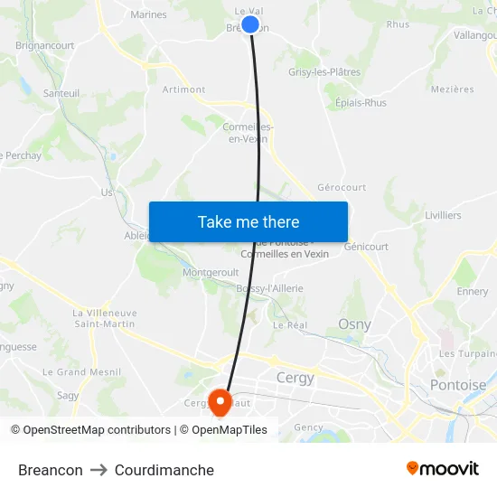 Breancon to Courdimanche map