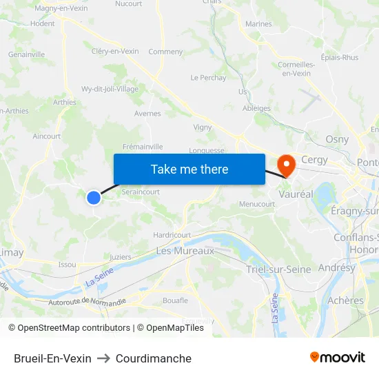 Brueil-En-Vexin to Courdimanche map