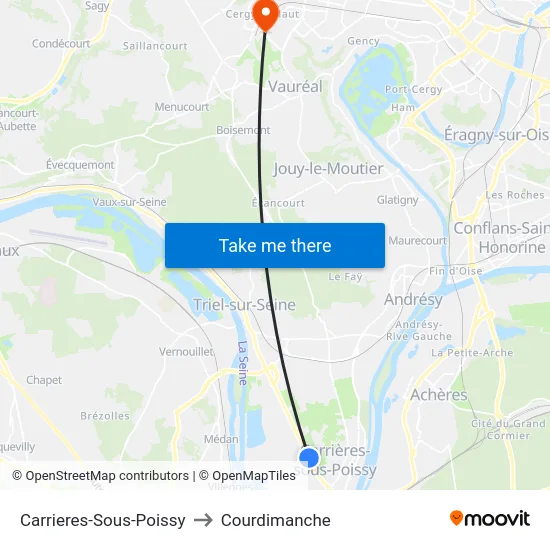 Carrieres-Sous-Poissy to Courdimanche map