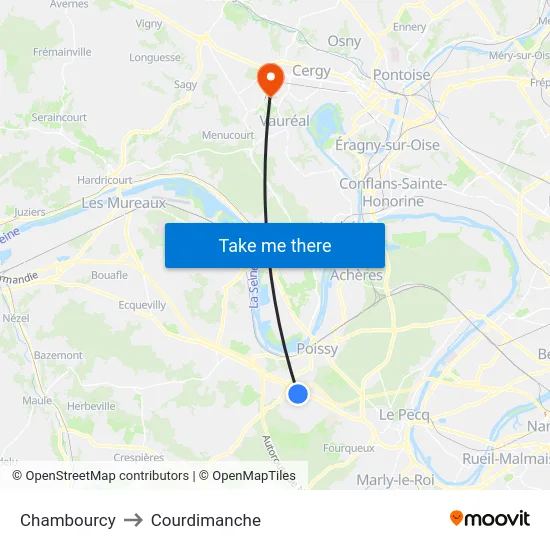 Chambourcy to Courdimanche map