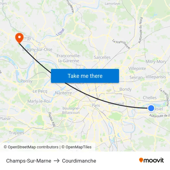 Champs-Sur-Marne to Courdimanche map