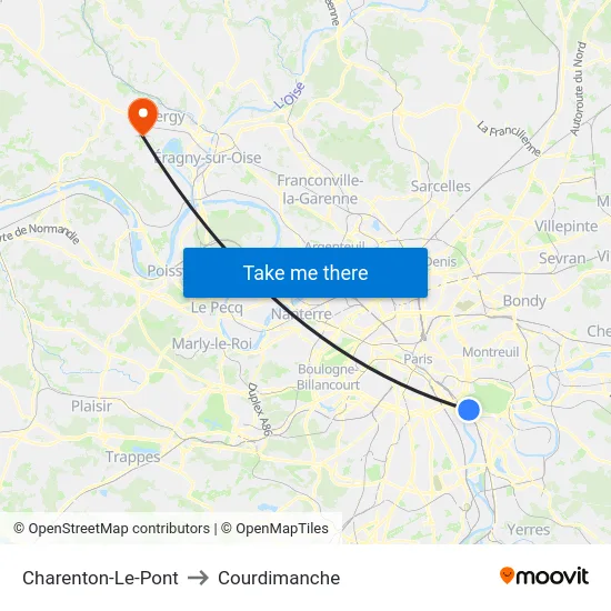Charenton-Le-Pont to Courdimanche map