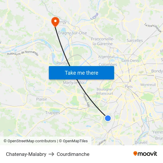 Chatenay-Malabry to Courdimanche map