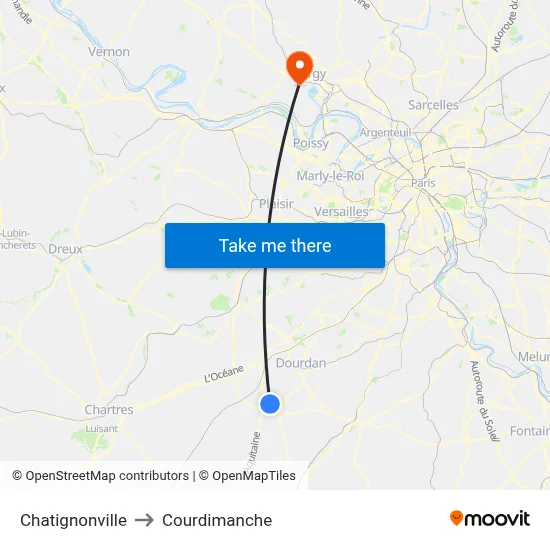 Chatignonville to Courdimanche map