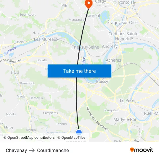 Chavenay to Courdimanche map