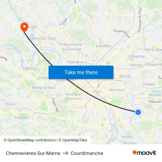 Chennevieres-Sur-Marne to Courdimanche map
