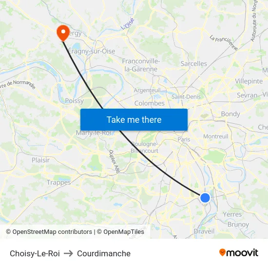 Choisy-Le-Roi to Courdimanche map
