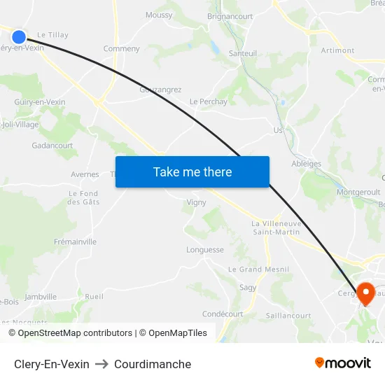 Clery-En-Vexin to Courdimanche map