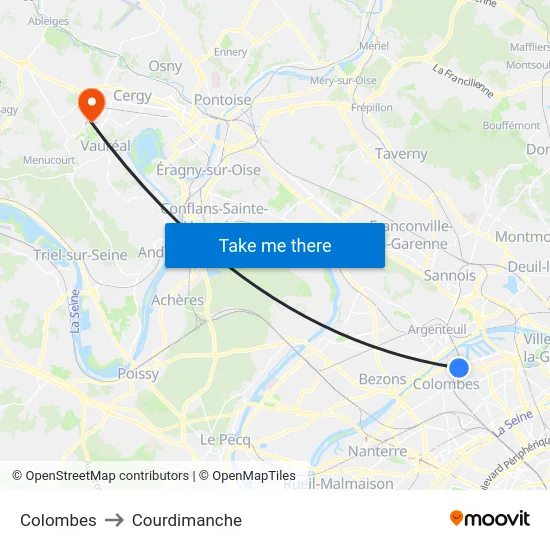 Colombes to Courdimanche map
