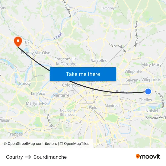 Courtry to Courdimanche map