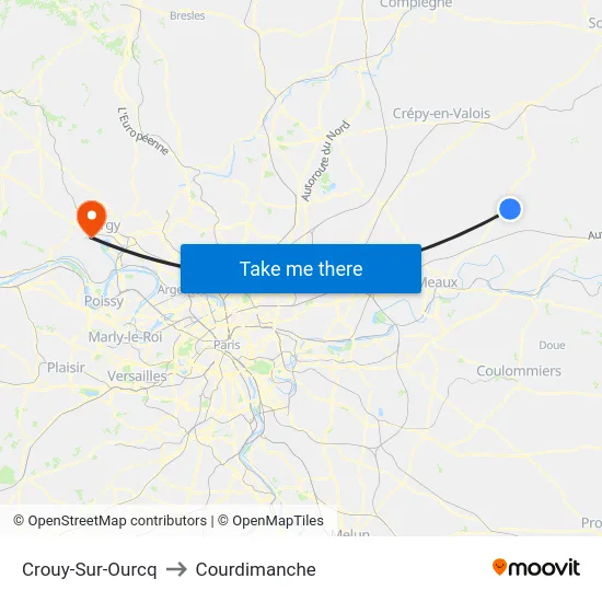 Crouy-Sur-Ourcq to Courdimanche map