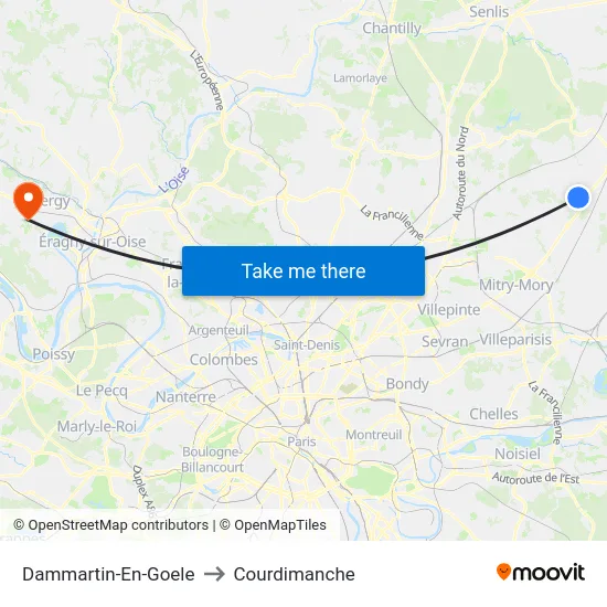 Dammartin-En-Goele to Courdimanche map