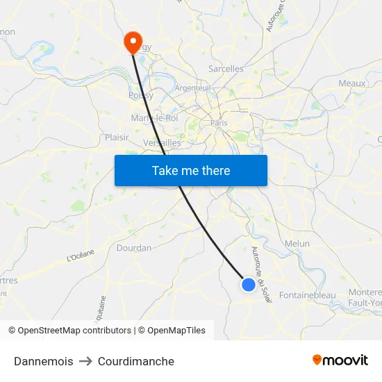 Dannemois to Courdimanche map
