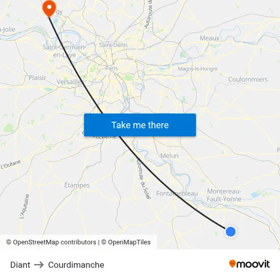 Diant to Courdimanche map