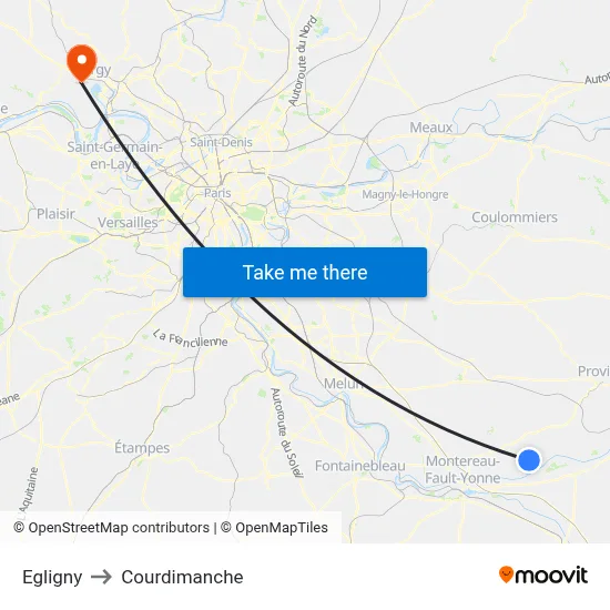 Egligny to Courdimanche map