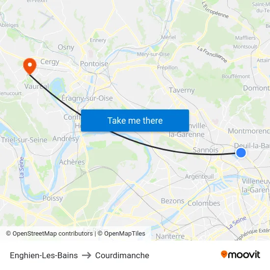 Enghien-Les-Bains to Courdimanche map