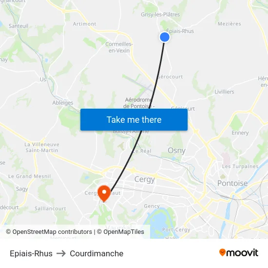 Epiais-Rhus to Courdimanche map