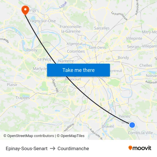 Epinay-Sous-Senart to Courdimanche map